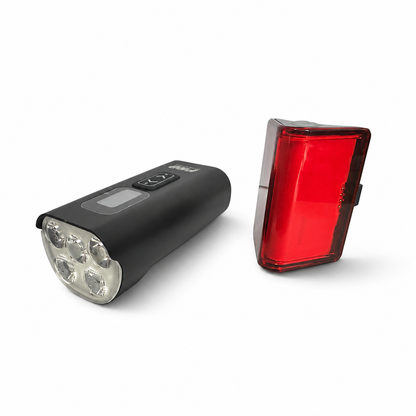 Set luci bici USB ricaricabili 2200 + 300 Lumen