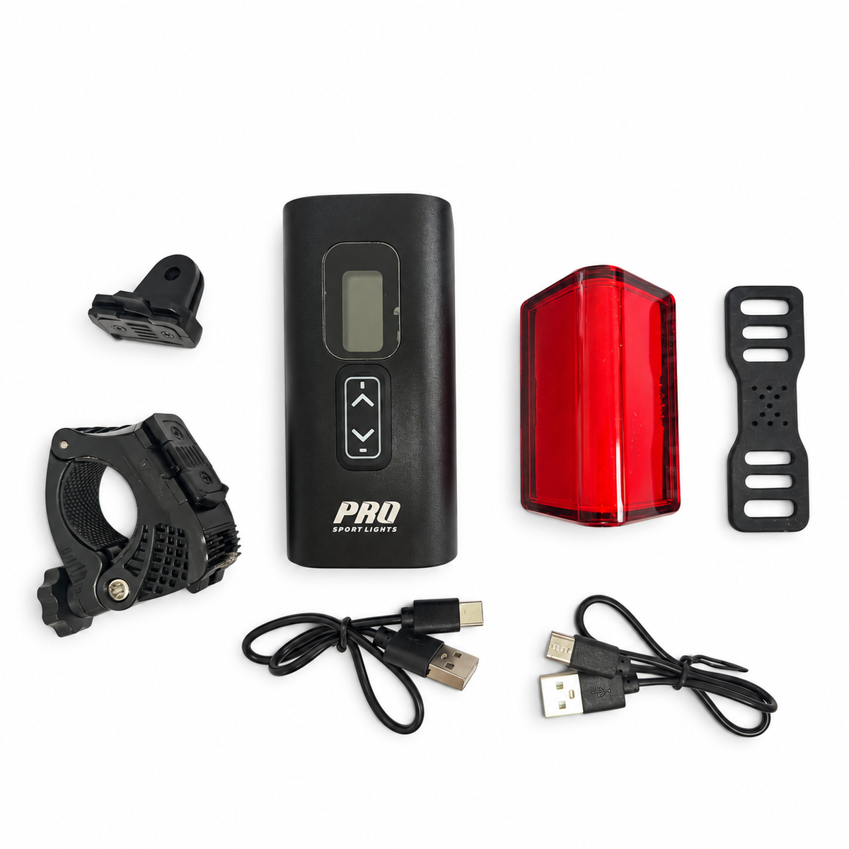 Set luci bici USB ricaricabili 2200 + 300 Lumen