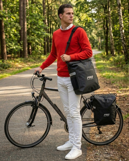 Pro Sport Lights vedenpitävä pyörälaukku ja reppu – musta, 26 l