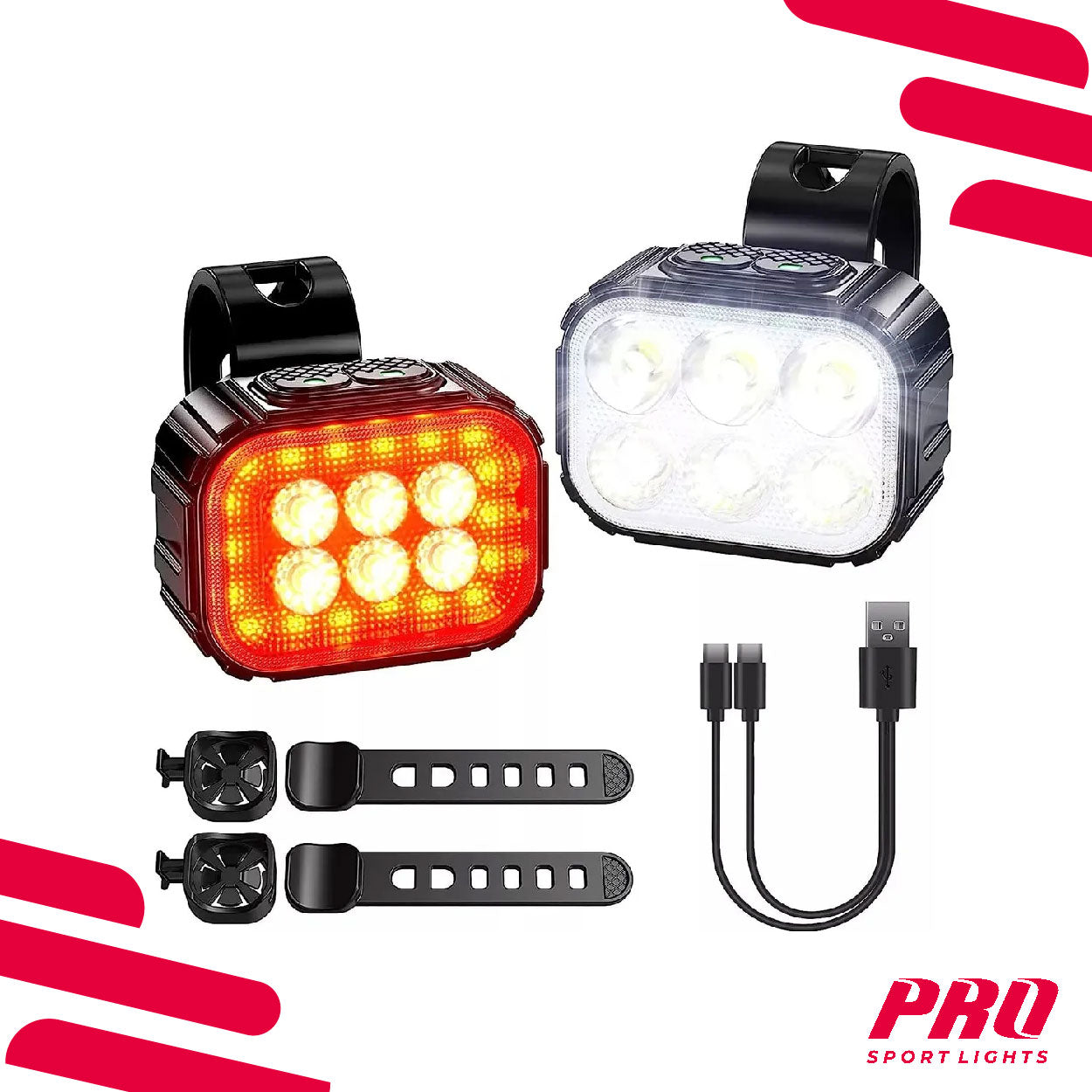 Fietsverlichting 350 en 50 Lumen - Fietsverlichtingsset LED Koplamp en Achterlicht kopen online