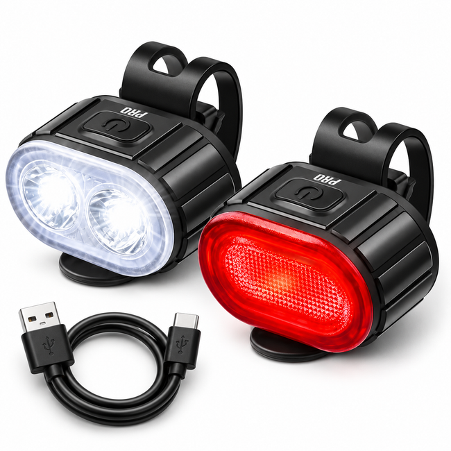 Pro Sport Lights Fietsverlichtingsset 200 + 50 Lumen – USB-C