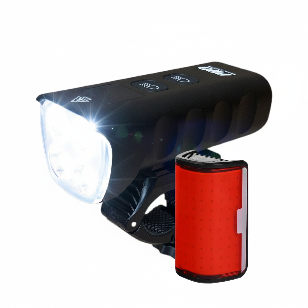 Fietsverlichting set voorlicht en achterlicht LED 1800 en 250 Lumen USB Oplaadbaar Kopen Online