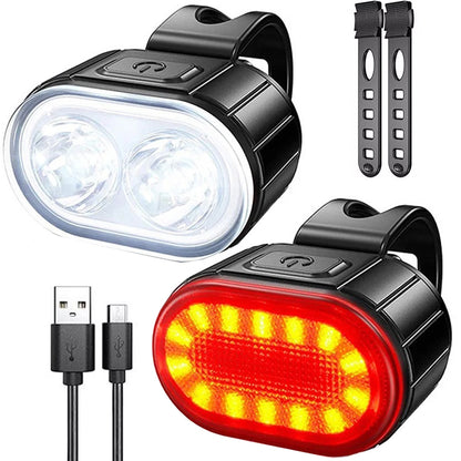 Sport LED -pyöränvalosarja – etu- ja takavalo, micro-USB