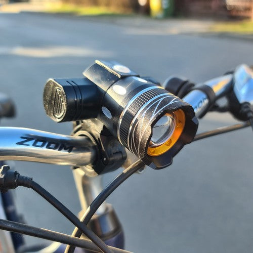 Fietsverlichtingsset Trizand CREE LED Voorlicht en Achterlicht - Zwart kopen