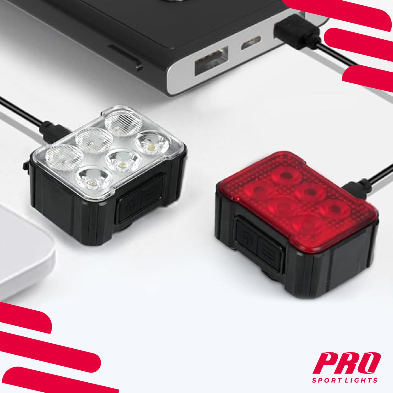 Fietsverlichtingsset Voorlicht en Achterlicht 360 en 50 Lumen LED USB Oplaadbaar Kopen Online