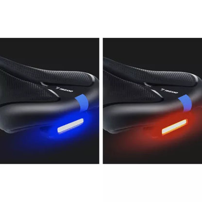 Comfort-satula USB-ladattavalla LED-takavalolla – unisex, musta/sininen