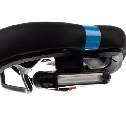 Comfort-satula USB-ladattavalla LED-takavalolla – unisex, musta/sininen