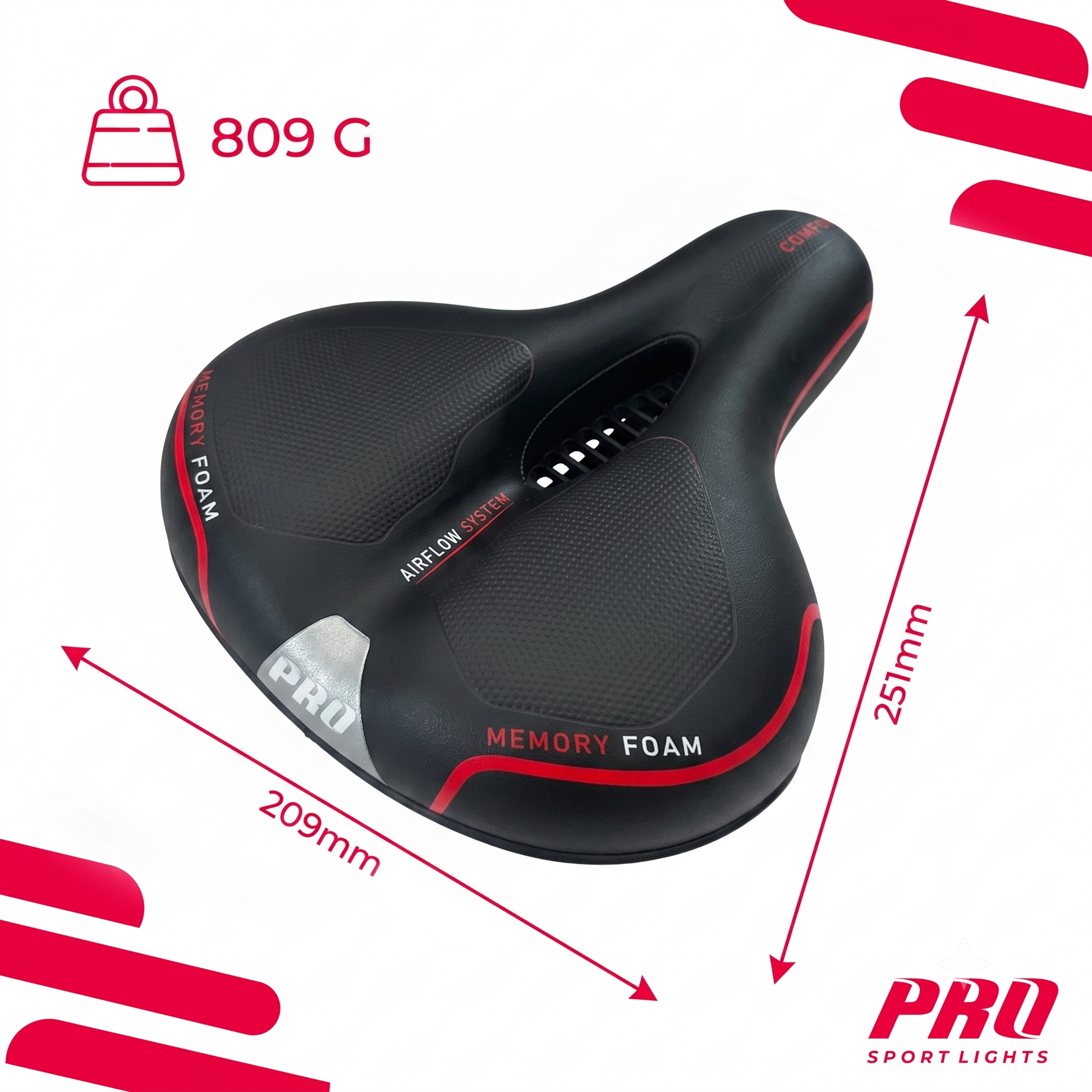 Fietszadel Unisex Selle Fiets Memory Foam Comfort Royal Zadel Dames Heren - Zwart Kopen Online
