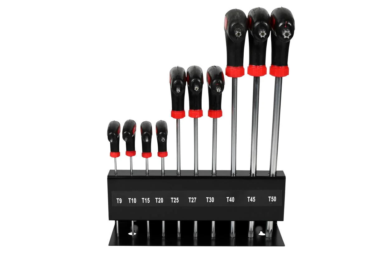 Coffret d'outils Torx 10 pièces avec poignée en T et support T9-T50