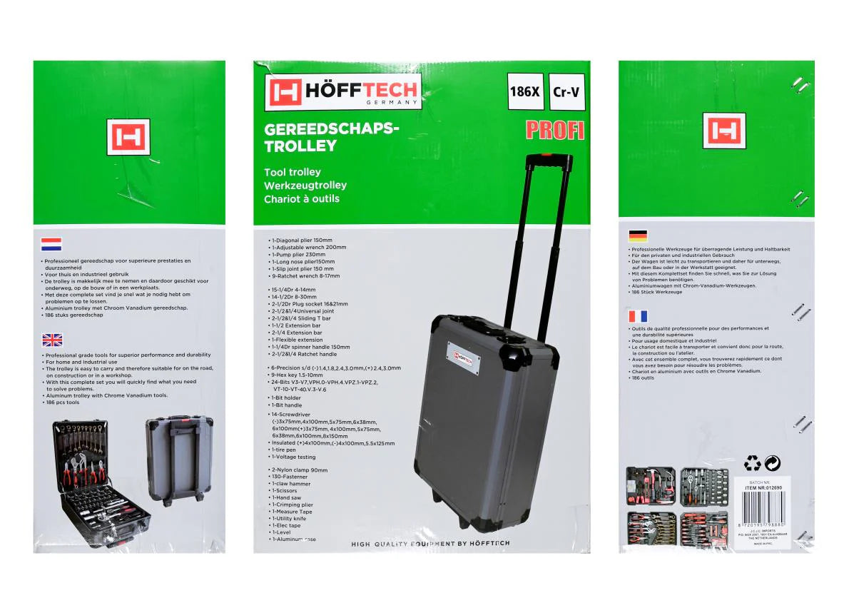 Gereedschapskoffer Trolley 186-Delig Complete Mobiele Gereedschapsset Kopen Online