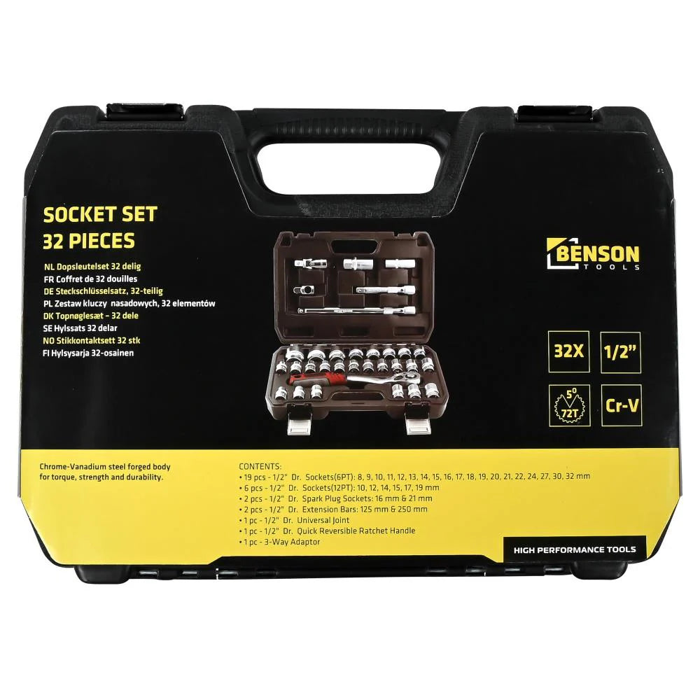 Gereedschapsset Doppenset 32-Delig Complete Gereedschapskoffer