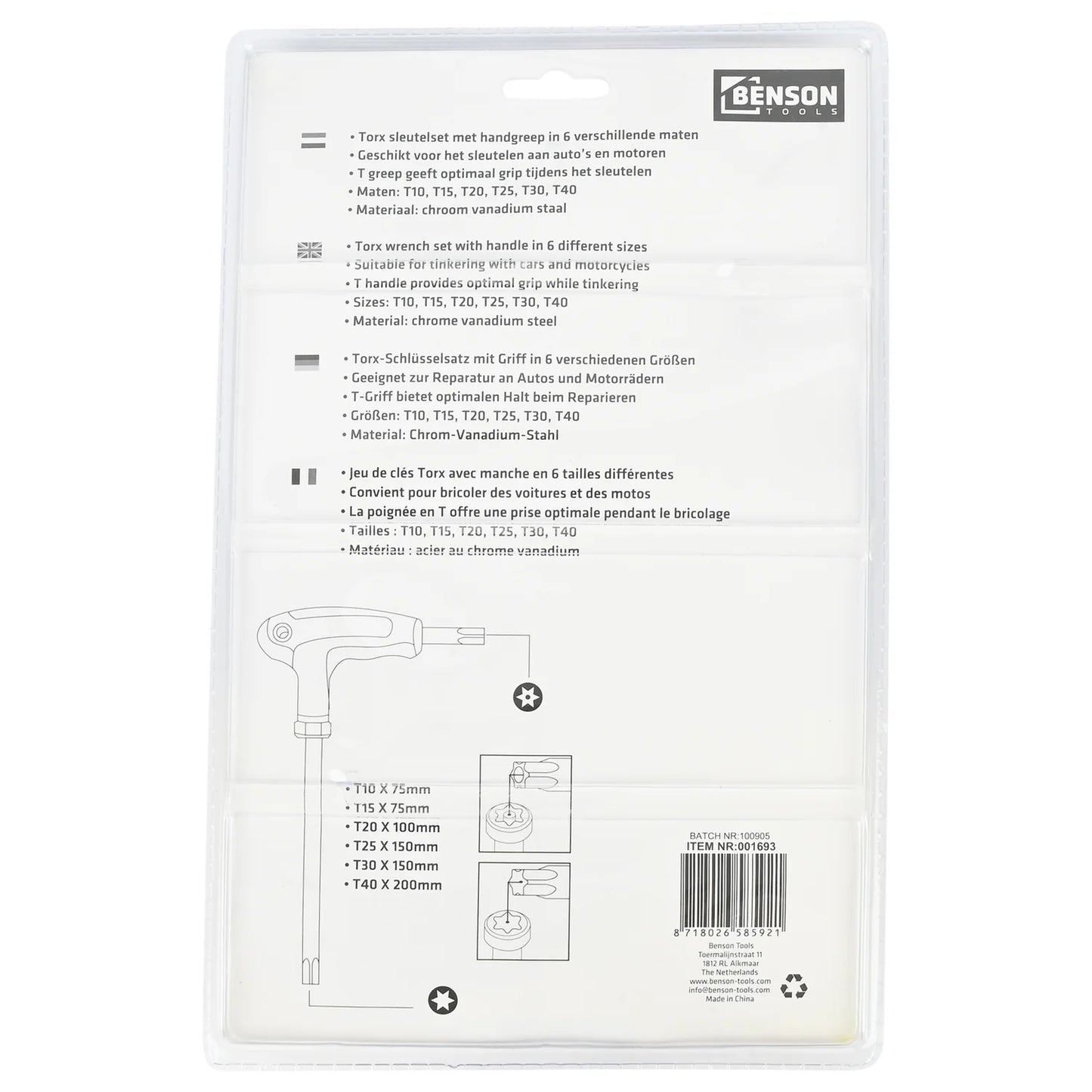 Gereedschapsset T-Sleutelset Torx 6-Delig Fietsgereedschap Kopen Online