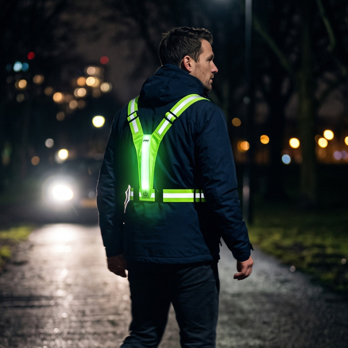 Reflekterande LED-säkerhetsväst för löpning, cykling och promenader – USB-C