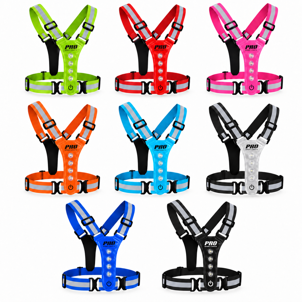 Hardloopvest Met Verlichting en Reflectoren LED Veiligheidsvest USB-C Oplaadbaar Fietsen One Size