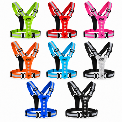 Hardloopvest Met Verlichting en Reflectoren LED Veiligheidsvest USB-C Oplaadbaar Fietsen One Size