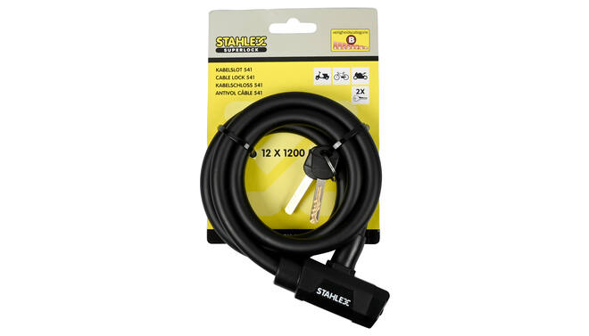 Kabelslot Fietsslot 12 x 1200 mm Zwart Elektrische Fiets Online Kopen