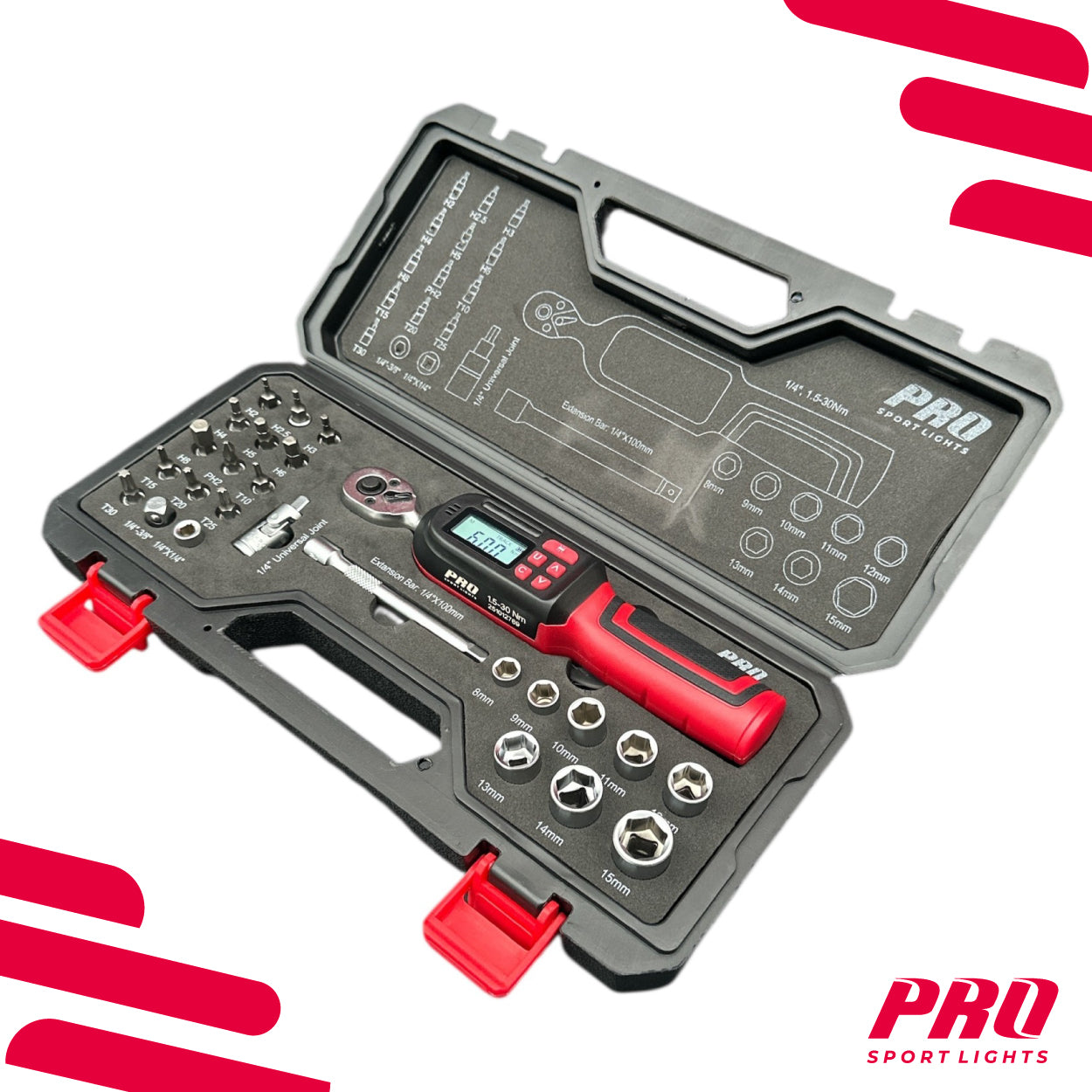 Momentsleutel Fiets 26-delig Set Digitaal 1,5-30 Nm 1/4" Momentsleutelset Digital kopen online