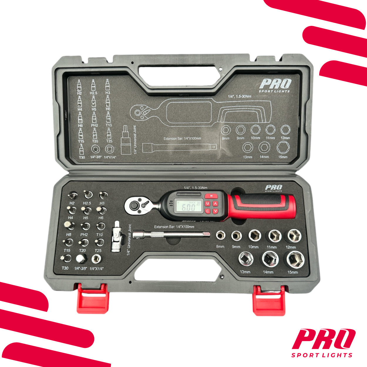 Momentsleutel Fiets 26-delig Set Digitaal 1,5-30 Nm 1/4" Momentsleutelset Digital kopen online