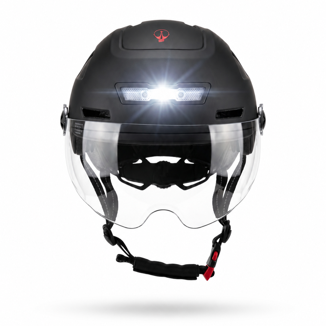 Casco Pro Sport Lights Ice negro NTA 8776 – 2 viseras y protectores de orejas