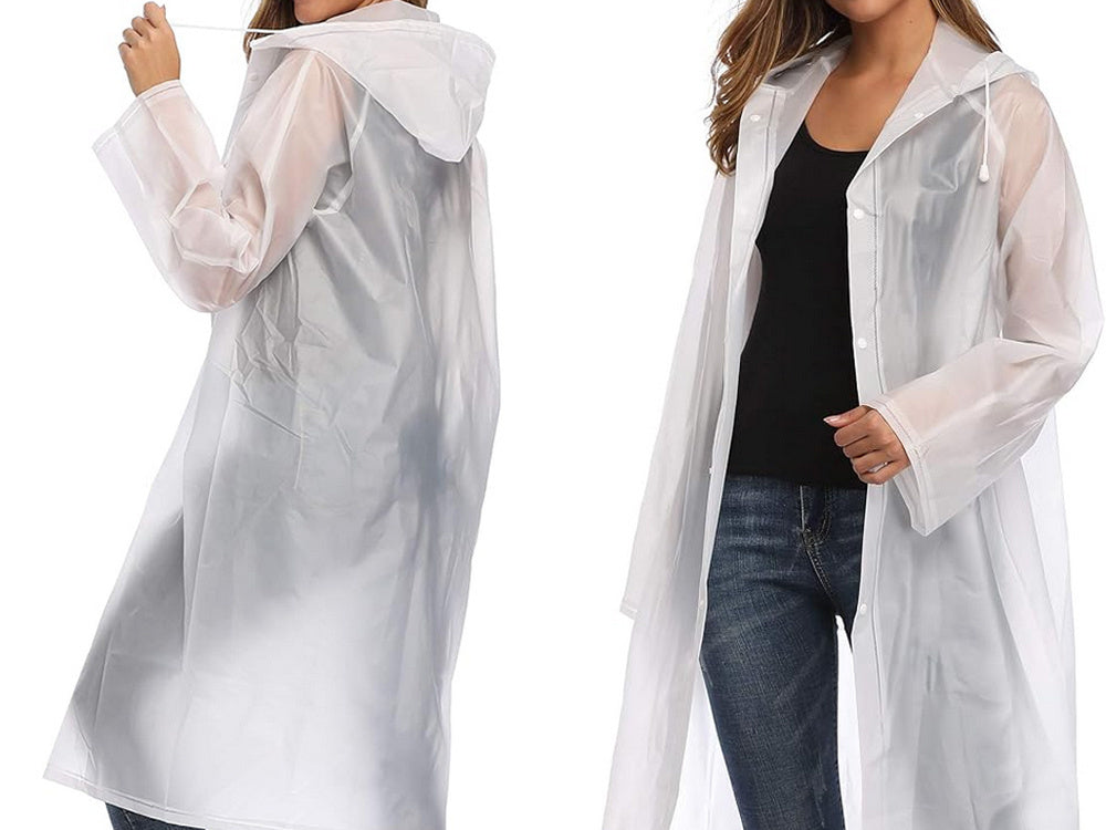 Regenjas Dames Heren Waterdichte Regenponcho Wit Met Capuchon One Size