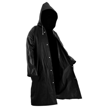 Vedenpitävä sadeponcho hupulla – unisex, musta