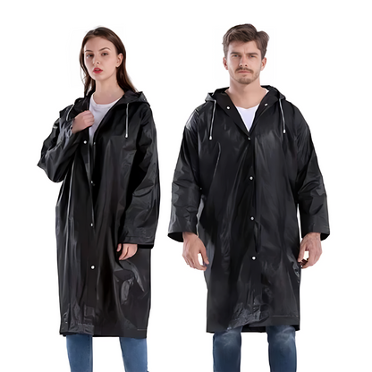 Vedenpitävä sadeponcho hupulla – unisex, musta
