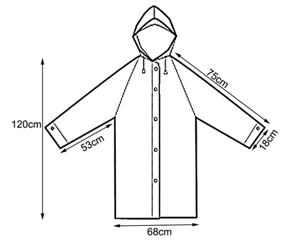 Vedenpitävä sadeponcho hupulla – unisex, musta
