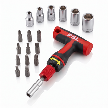 Schroevendraaierset 18-delig T-greep Bitset Doppen Torx Compacte Ratel Gereedschapset Kopen Online
