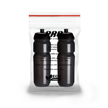 2 Pro Sport Lights -juomapulloa 750 ml – läpinäkyvä musta