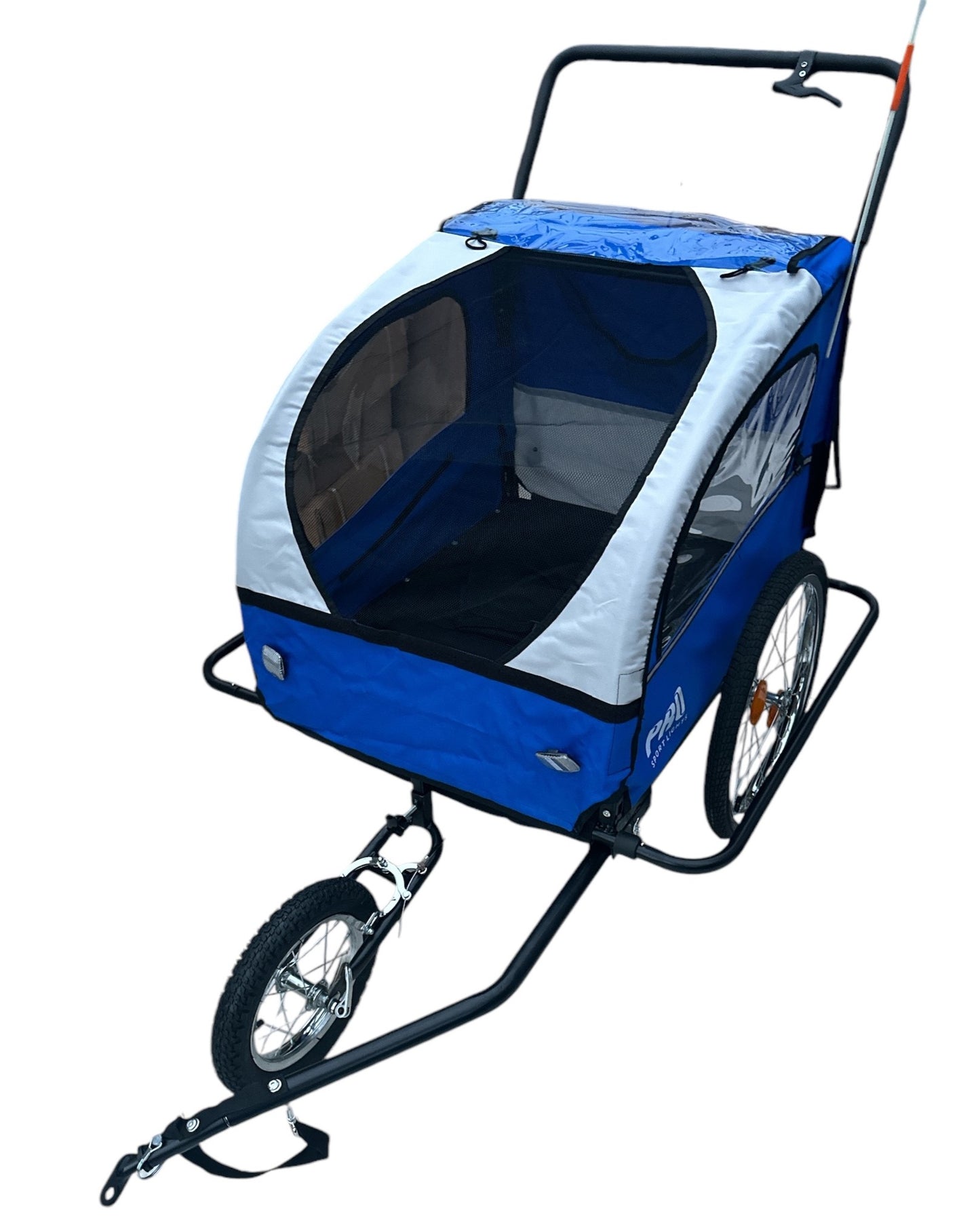 Kinderfietskar Aanhanger en Wandelwagen Fietskar Voor Kinderen Met Rem  - Blauw/Wit kopen online