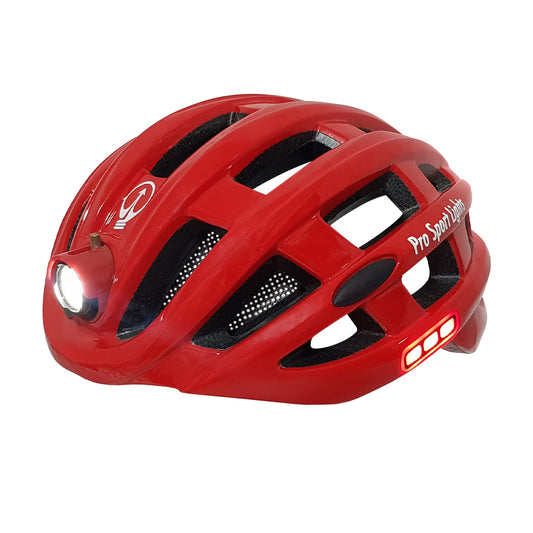Pro Sport Lights Cycling Helmet - Red