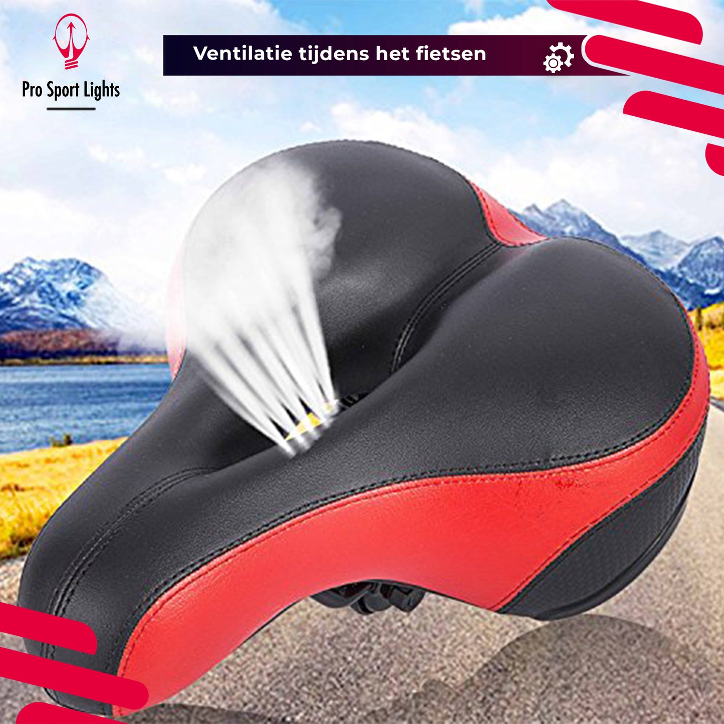 Fietszadel Dames/Heren - Selle Pro - Rood - 25x20cm - Comfort Cruiser Royal