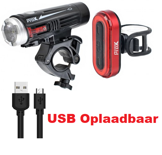 ProX Fietsverlichtingsset - USB Oplaadbaar - 880Lumen & 50Lumen