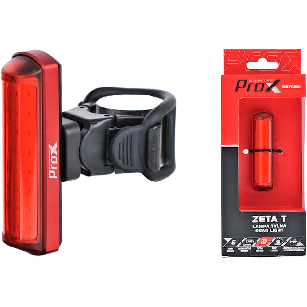 ProX Feu arrière Rouge Vélo - Lampe vélo USB Rechargeable - Vue 180°