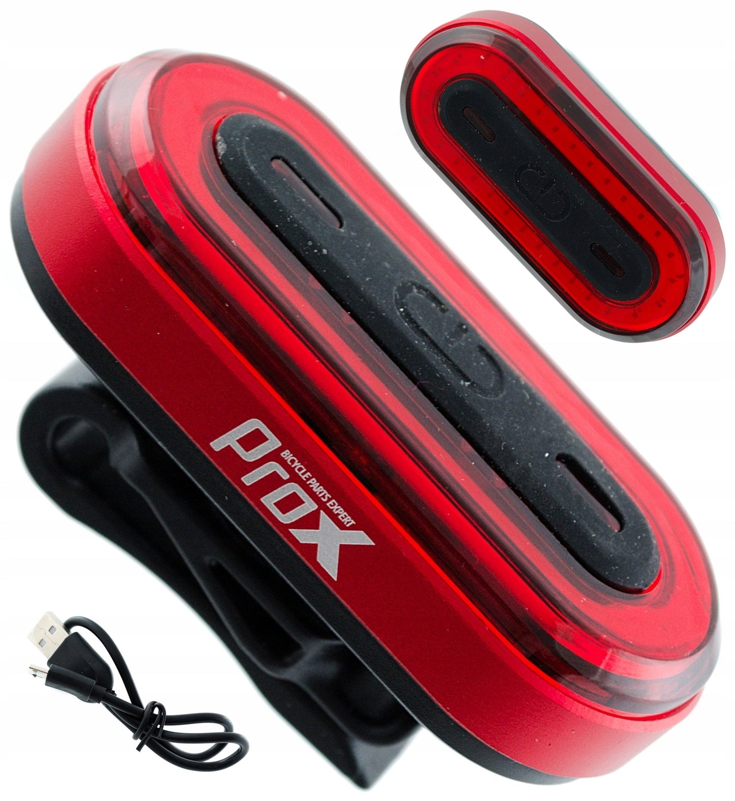 Feu arrière de vélo ProX rouge - LED rechargeable par USB - portée 200 mètres