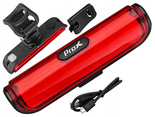 ProX Red Bicycle Light - USB Rechargeable - 180° view - 50 Lumen